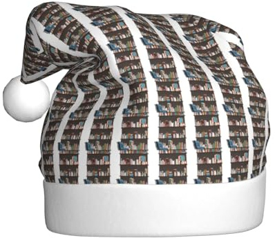 GUOLGP Library - Gorro de Navidad con diseño de biblioteca, gorro de Papá Noel, celebraciones, unisex, accesorio de disfraz de fiesta de Navidad