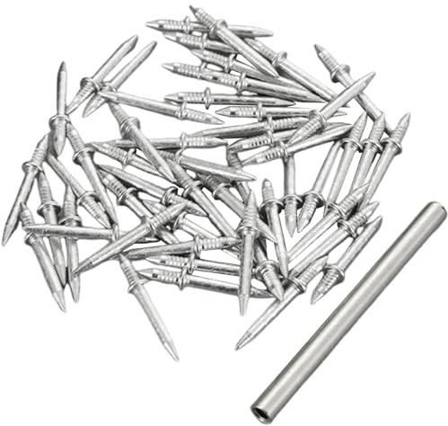 100Pcs Double Headed Skirting Nails Invisible Seamless Carbon Steel Baseboard Tacks with Sleeve Tool for Woodworking Trim Decoration