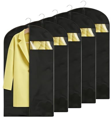 PEIFENG TUNAN Kleidersack | 5 Stück Leichte Kleidersäcke 100 * 60cm, Hochwertige Kleid Organizer, Staubdicht Feuchtigkeitsbeständig Schimmelresistent Anzug Aufbewahrung (Schwarz, 100cm*5pcs)