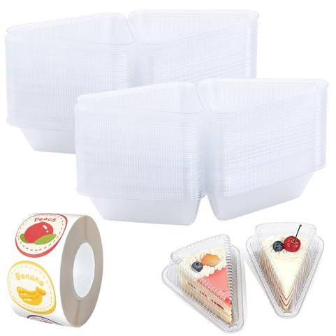Cake Boxes for Cake Portions, 100Pcs Cake Slice Boxes with Sealing Stickers | Dessert Containers Cheesecake Boxes, Single Individual Cupcake Boxes for Bread Hamburger Sandwiches Dessert (Triangle)