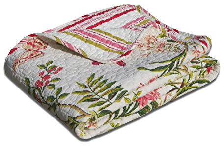 Greenland Home Butterflies 100% Cotton Quilted Botanical Throw Blanket
