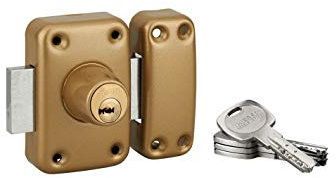 Verrou de Porte d'Entrée Vitrée TRANSIT 2 - Double Cylindre 50mm - Protections de Sécurité - 4 Clés Laiton Nickelé Réversibles et Carte de Propriété - Made in France - Finition Époxy Doré - THIRARD