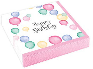 Amscan 9903863 - Servietten Happy Birthday, 20 Stück, 25 x 25 cm, Pastel, Geburtstag