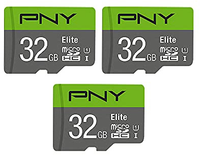 PNY 32GB Elite Class 10 U1 microSDHC Flash Memory Card - 100MB/s, Class 10, U1, Full HD, UHS-I, Micro SD (Pack of 3)