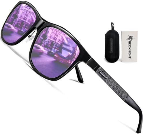 ROCKNIGHT HD Polarisierte Sonnenbrille Herren Damen UV400-Schutz Metallrahmen Al-Mg Leichte Outdoor-Sonnenbrille