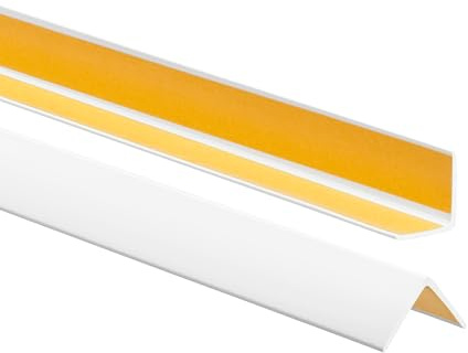 ProfiPVC Winkelprofil selbstklebend Kantenschutz aus PVC 25x25mm 150cm Weiß | Kantenschutzprofil aus PVC-Gummi, Kunststoffwinkel, elastischer Eckschutz, einfache Montage ohne Bohren