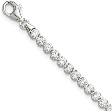Tennisarmband aus 925er-Sterlingsilber, rhodiniert, 3,5 mm, runder Zirkonia, simulierter Diamant, Tennisarmband, Schmuck für Damen, 20 cm, Zirkonia
