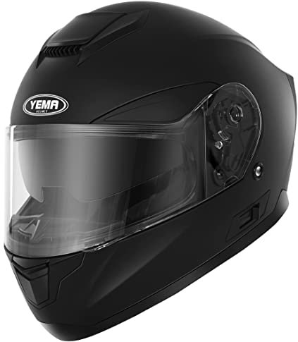 Casco Moto Integral ECE Homologado - YEMA YM-831 Casco de Moto Scooter para Mujer Hombre Adultos (Negro Mate, X-Large)