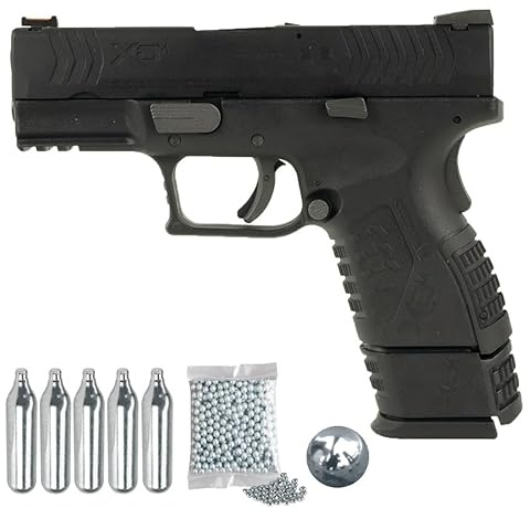 Pistola XDM 3,8 Negra blowback CO2 (4,5mm) | Pistola de Aire comprimido (Bolas de BB´s) Calibre 4,5 mm + 5co2 + 500 BB´s. Sistema Blowback