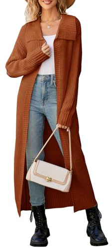Les umes Strickjacken für Damen Lang Cardigan vorne offen Strickmantel Langarm Herbst Winter Strickpullover Oversize Sienna XXL