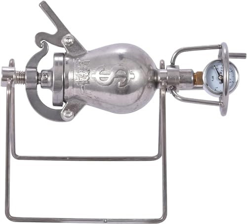 Mini máquina para Hacer Palomitas de maíz a Alta presión, de Acero Inoxidable, Profesional, con manómetro, manivela Manual, Calentamiento a Gas y Potencia Lenta (100 ml)