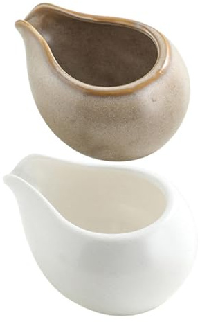 VICASKY 2 Pezzi Contenitore Per Latte in Ceramica Salsiera Piccola Contenitore Per Salsa Erogatore Facile Da Usare Per Uso Domestico e Bar Panna e Sciroppo Caldo