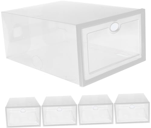 ERINGOGO 5 Stück Transparente Stapelbare Schuhboxen aus Kunststoff Design Große Aufbewahrungsboxen für Damen und Herren Platzsparend und Schützend für Schuhtypen