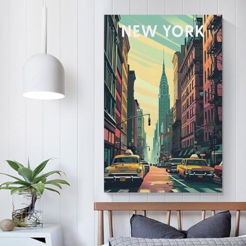 POLIUAWS New York City Leinwand Wand Dekoration Leinwanddruck - Bilder - Kunstdruck - Leinwand Bilder - Wandkunst 16x24inch(40x60cm)