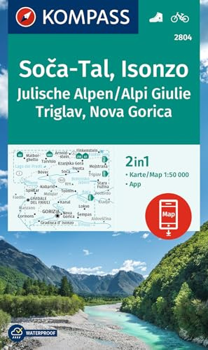 KOMPASS Wanderkarte 2804 Soča-Tal, Isonzo, Alpi Giulie / Julische Alpen, Triglav, Nova Gorica 1:50.000: inklusive Karte zur Offline-Verwendung in der KOMPASS-App, Fahrradfahren