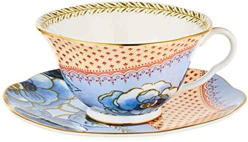 Wedgwood Butterfly Bloom Teetasse und Untertasse aus feinem Porzellan, Blau