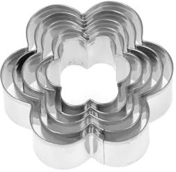 HABI Cake Design Fiore Confezione 5 Tagliabiscotti, Inox