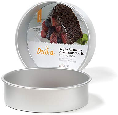 Decora 0062625 Moule Professionnel Aluminium ANODISE' Rond Métal, Argent/Noir, 35 x 7,5 cm