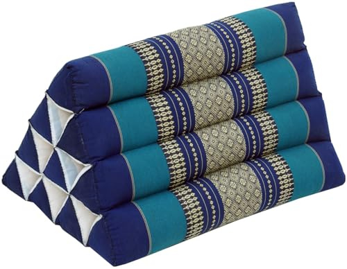 GURU SHOP Triangel thaikudde, trekantig kudde, kapok – blå, turkos, 30 x 30 x 50 cm, asiatisk sittkudde, liggmatta, thaimatta
