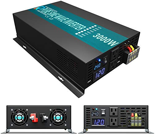 WZRELB 3000watt Pure Sine Wave Inverter 24V DC to 120V AC 60HZ with LED Display Car Inverter Generator (RBP300024B1)