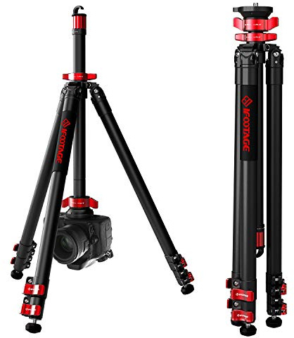 IFOOTAGE Trépied vidéo Professionnel en Aluminium de 165,1 cm - 3 Sections avec Barre Centrale - Compatible avec Canon, Nikon, Sony DSLR Caméscope vidéo - Charge maximale : 6 kg