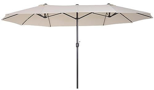Outsunny Sombrilla Parasol Doble para Jardín 4,55x2,65x2,38 m Sombrilla Gigante Anti UV con Manivela para Exterior Patio Terraza Piscina Color Beige