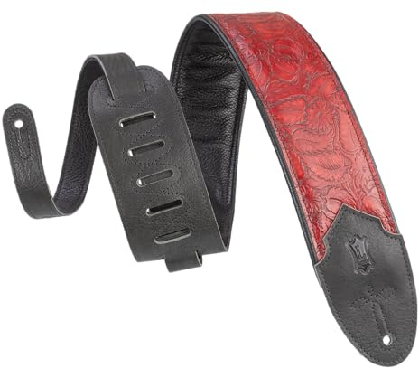 Levy's Leathers Sundance 3 wide Embossed Leather Guitar Strap; Western Series - Geranium Merlot (M4WP-003)