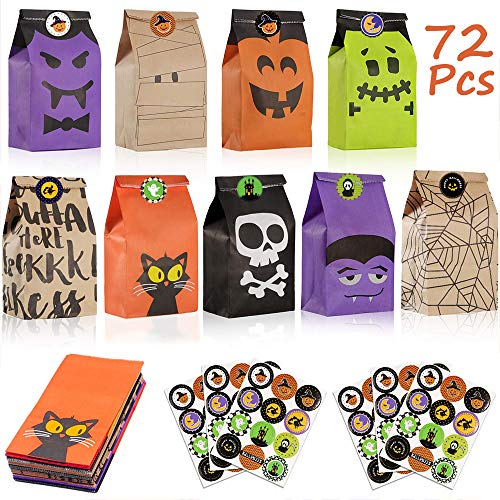 Viccess 72 Halloween Papiertüte Geschenk Tasche Kindergeburtstag Partytüten Papier Kindergeburtstag Geeignet Für Party Halloween Dekoration