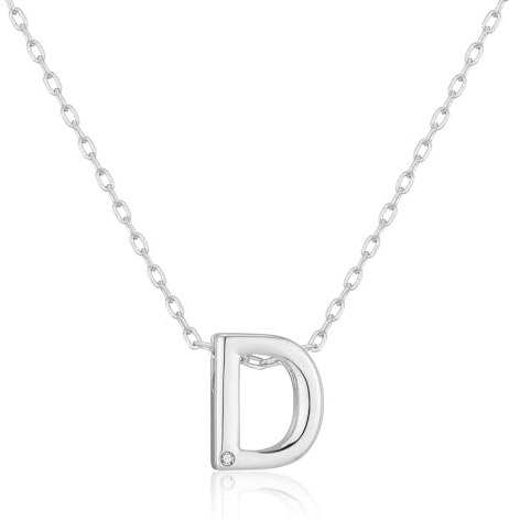 Philip Jones Silver Plated Initial Necklaces A to Z Created with Zircondia® Crystals