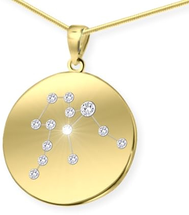 LillyMarie Collar De Plata De Ley Chapado En Oro Con Colgante De Signo Zodiacal Acuario