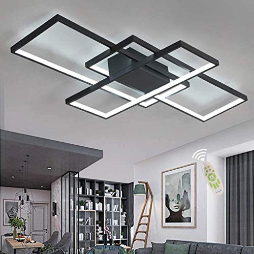 LED Deckenleuchte Moderne Wohnzimmerlampe Deckenlampe Mode Deckenlampe Helligkeit Farbtemperatur einstellbar Minimalistisches Metall Acryl Beleuchtung Schlafzimmer Küche Esszimmer Lichte,Schwarz