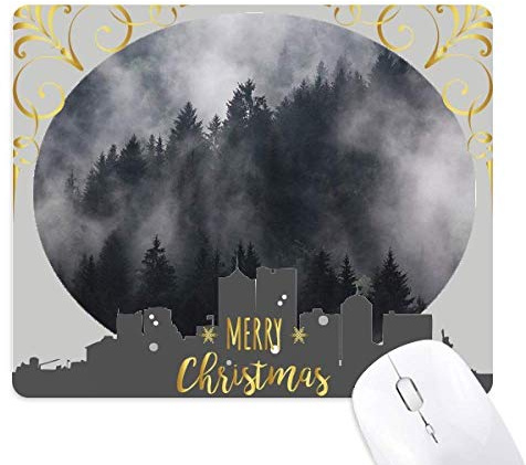forêt sombre montagne brouillard brume la nuit de noël, tapis de souris en caoutchouc
