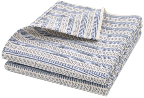 ZOLLNER 2er Set Geschirrtücher - Baumwolle in 48x90 cm - hochwertige und langlebige Küchentücher - waschbar bis 95°C – in blau gestreift - Gastronomiequalität - Oeko Tex® Zertifiziert