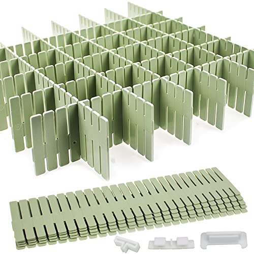 Separadores de Cajones Ajustable Organizador de Cajones divisores de cajones 16 Piezas Verdes DIY Separador de Armario Divisor Cajones para Ropa Interior Calcetines Cinturón Suministros de Oficina