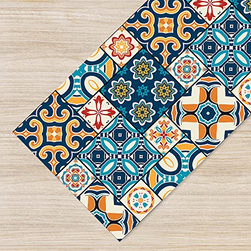 IlGruppone Tappeto Cucina Antiscivolo Made in Italy Passatoia Antimacchia Multiuso Corridoio Soggiorno Lavabile in Lavatrice - 50x300 - Mattonella Multicolor