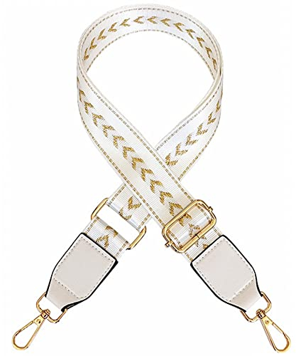 Kiwochy Taschengurt Schulterriemen Breiter Schultergurt Weiß Handtaschen Schulterriemen Umhängegurt Canva Riemen Breite 1,5 Längenverstellbarer 31,5-51 Zoll Karabiner in Gold für Taschen Handtaschen