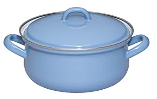 Riess, 0612-128, Kasserolle mit Deckel Ø 16cm, NATURE BLUE MEDIUM, Emaille, Vol. (rec.): 1,6 Liter, Made in Österreich, LBH: 25,1x19,8x12,7cm, 1,107kg, Induktionskocher kompatibel, Gasherd geeignet