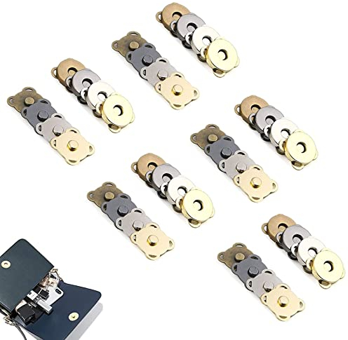 Magnetknöpfe Nähen, Magnetische Knöpfe, Magnetverschluss Taschen, 20 Stücke Magnetknöpfe für Taschen,14mm Magnetknöpfe zum Annähen 4 Farben Magnetische Knöpfe für Taschen Nähen Handwerk Kleidung