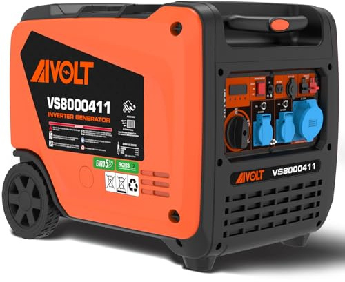 AIVOLT 6000W Petrol Inverter Generator, Silent Portable for Home and Sites | 322cc 4-stroke OHV Engine, Electric Start, Pure Sine Wave, Ultra-Quiet, 13.5L Fuel Tank for Home Backup, Construction Sites