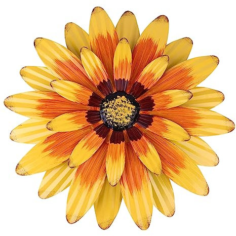 Garneck 3D Flower Hanging Wall Art Decor Outdoor Ornament Botanical Decoration Iron Wall Sculpture Large Plaque House Plant