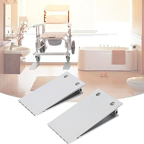 CEEBUS Tragbare Rollstuhlrampe Verstellbare Höhe 4-5cm Aluminiumlegierung Schwellenrampe, für Fahrräder, Stufen, Badezimmer, TreppenSchwellenrampe, EIN Paar