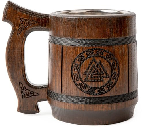 TESLYAR 0.6 Taza vikinga | Regalo Vikingo | Regalos vikingos para hombre | Jarra de cerveza | regalo hombre navidad | regalo hombre | una Señal | Recuerdo Retro | Hacha Vikinga