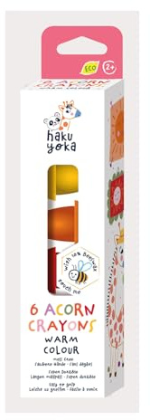 Haku Yoka Lot de 6 crayons cubiques – Thème chaud, super durables et faciles à prendre en main sans désordre pour les enfants de 2 ans et plus, cire d'abeille naturelle et minéraux biologiques,