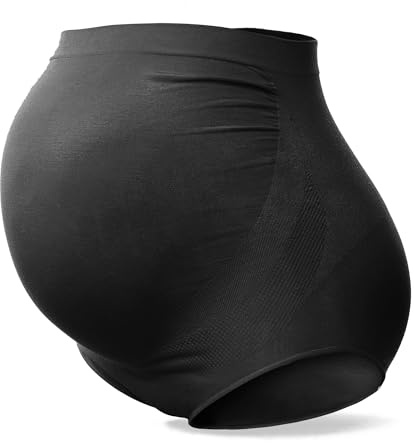 SUNNYBUY mammakläder, hög midja, underkläder, graviditet, sömlösa mjuka hipstertrosor över gravidmagen, Svart, XL