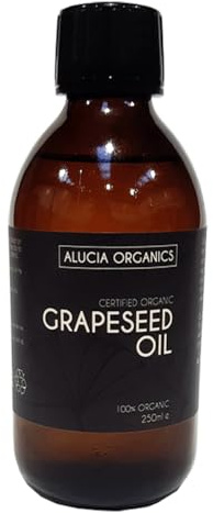 Huile de pépins de raisin (Grapeseed Oil) certifiée bio de Alucia Organics - pur, naturel, pressé à froid, végétalien, pour la peau, le visage, le corps, le massage (250ml)
