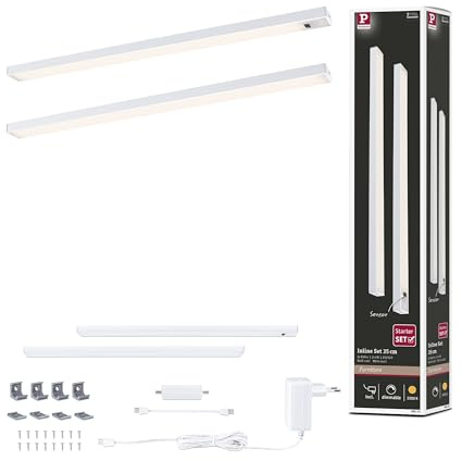 Paulmann 98624 LED Unterschrankleuchte Inline Starterset 2x4W 350x26mm 2x350lm 24V Weiß matt 3000K dimmbar