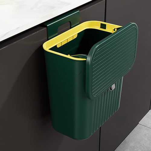 Poubelle de cuisine avec couvercle, petite poubelle à suspendre, collecteur de déchets mural, en plastique, poubelle à compost anti-odeu , porte à suspendre, pour camping-car, armoire de cuisine, 27
