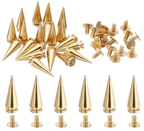PATIKIL 20mm Tachuelas para Ropa 20 Juegos de Tachuelas y Remaches de Cuero Conos de Metal Tornillos de Tachuelas para Ropa Cuero Artesanía Zapatos Punk Bolsos 7x20mm Tono Dorado