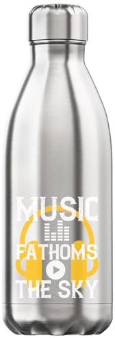 Music Fathoms The Sky Artist Slogan Bouteille d'eau isotherme isotherme Argenté
