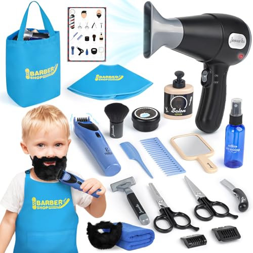Hairdressing Set Children's Girls Toy with Hair Dryer Curling Iron Comb Mirror Apron and Hair Styling Accessories Hairdressing for Boy Kids